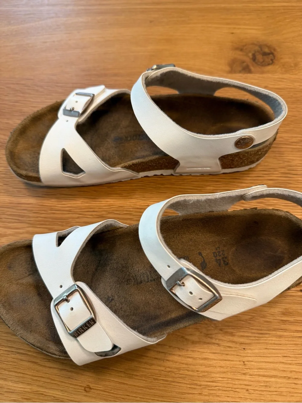 Birkenstock Kids Rio Birko-Flor White Ankle Strap Sandals Size EU 34 US 3-3.5